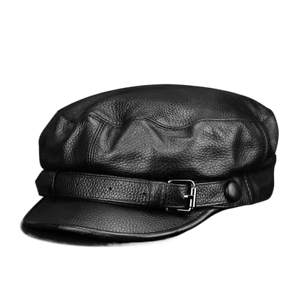Men Genuine Leather Real Cowhide Beret Newsboy Hat Baseball Cap Classic Autumn Spring Winter
