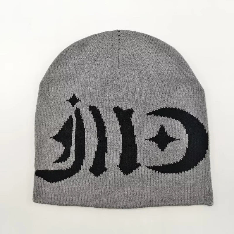 Fashion Jacquard Skull Cap Trendy Letter Knit Beanies