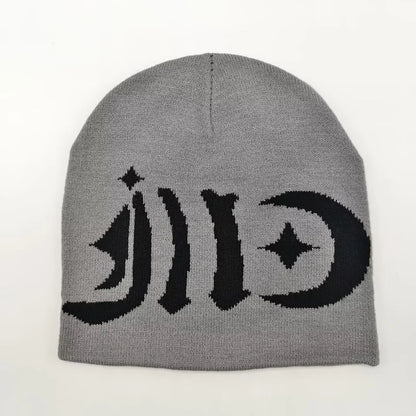 Fashion Jacquard Skull Cap Trendy Letter Knit Beanies