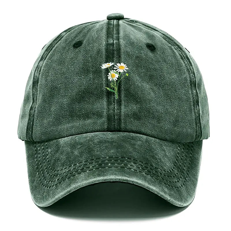 Embroidery Flowers Baseball Cap Washed Cotton Vintage Dad Hat