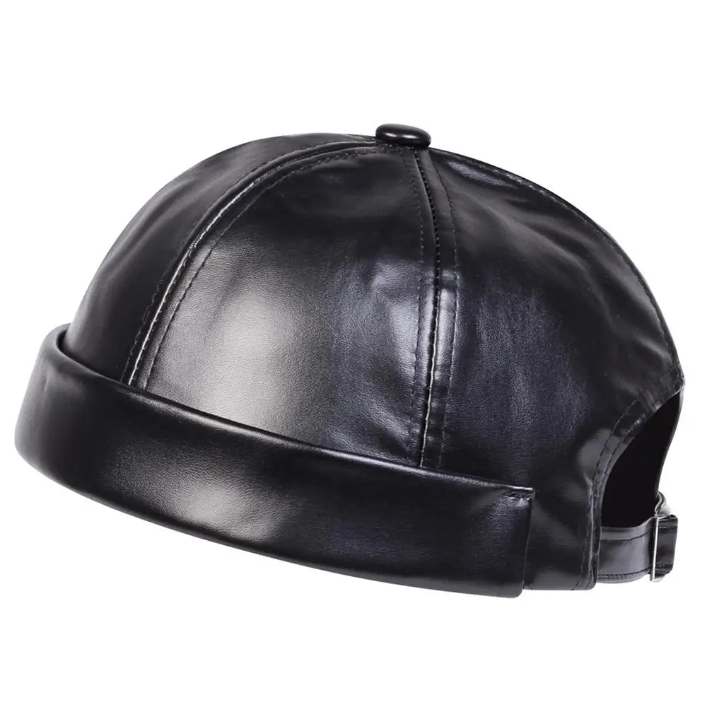 Men Women PU Leather Landlord Caps Retro Autumn Winter