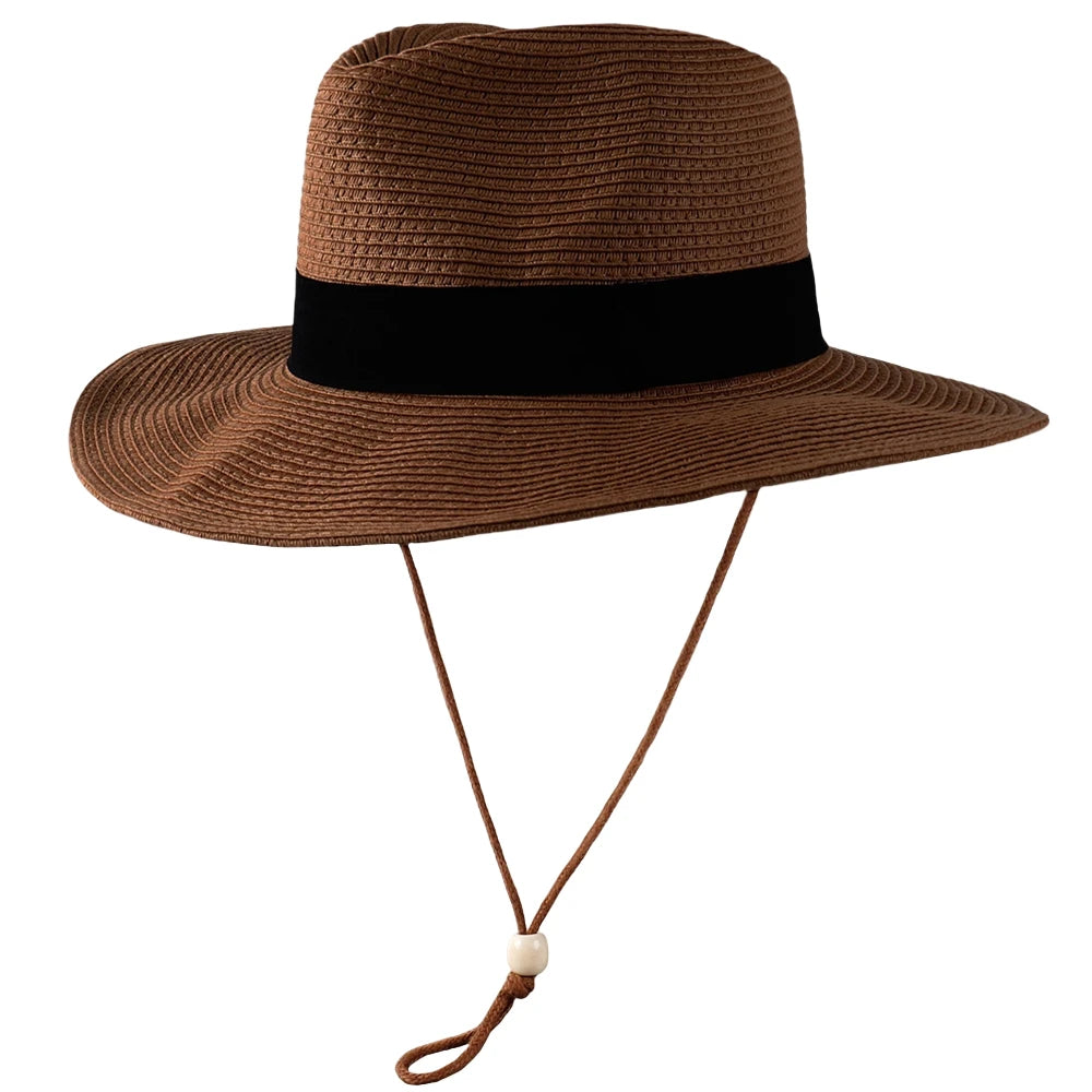 Western Straw Cowboy Hat Foldable Wide Brim Sun Cap Big Head Men Women