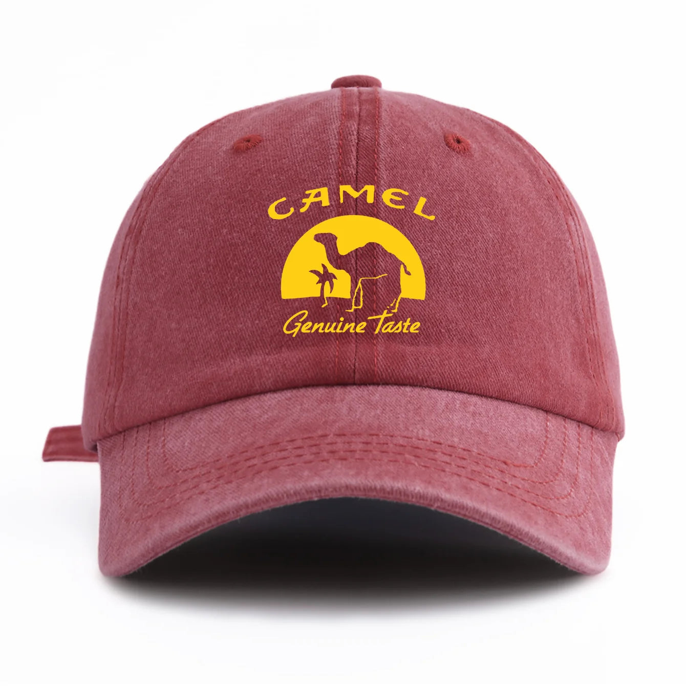 Camel Print Washed Baseball Cap for Adults, Minimalist Retro Style Casual Soft Adjustable