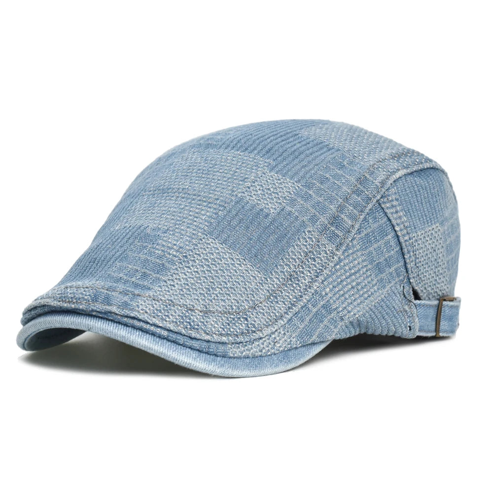 Lattice Washed Cotton Baseball Cap Men Women Vintage Denim Dad Hat