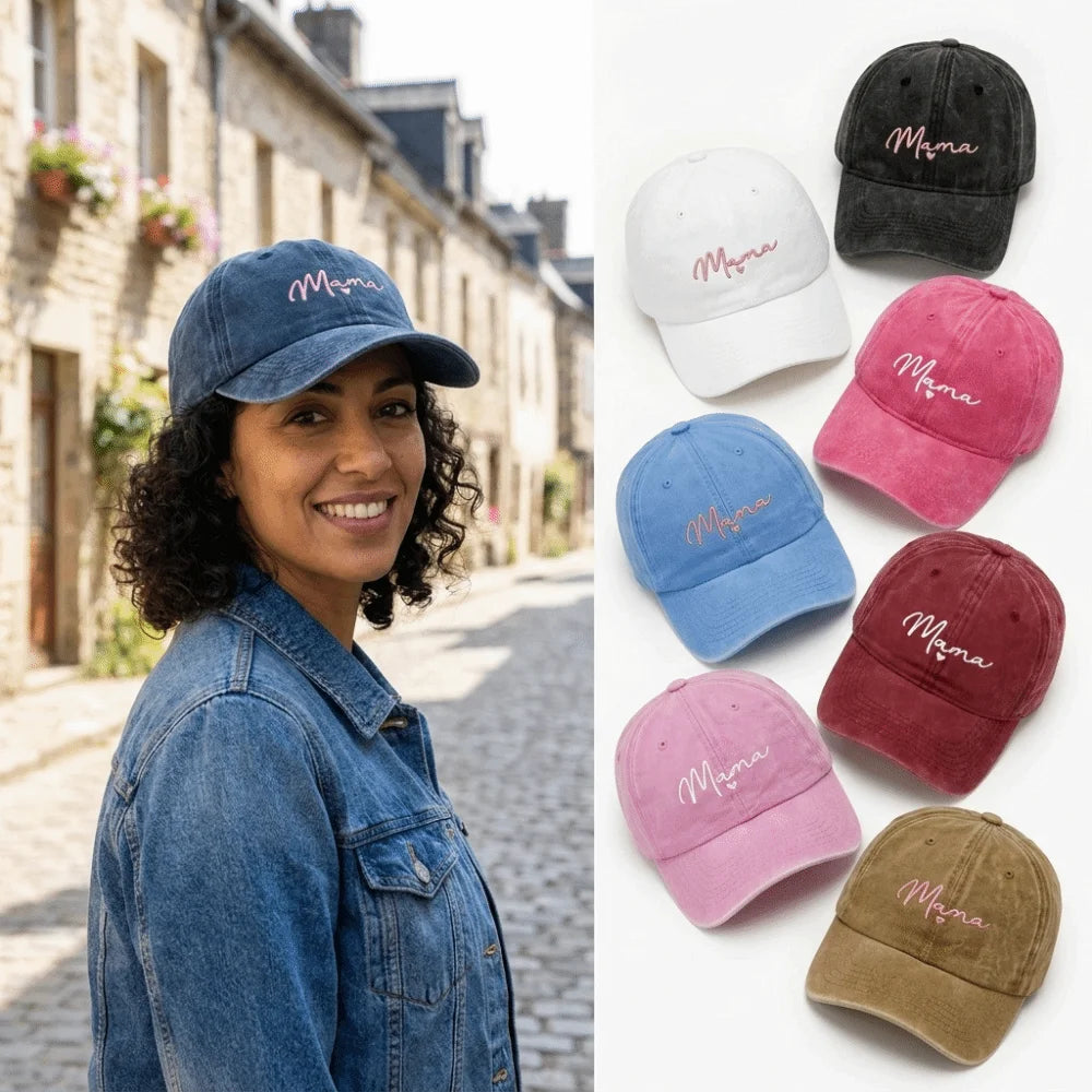Fashion Washed Cotton Mama Heart Caps