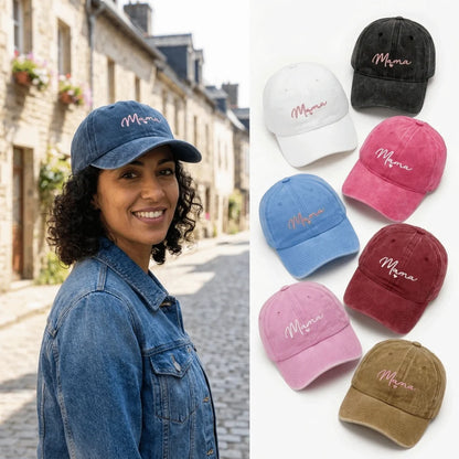Fashion Washed Cotton Mama Heart Caps