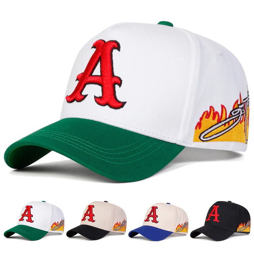 Unisex A Letter Embroidery Side Flame Baseball Caps Outdoor