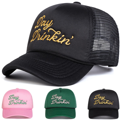 Unisex Day Drinkin Letter Embroidery Baseball Net Caps Spring and Summer Sports Cap