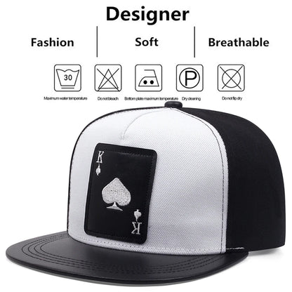 King Leather Playing Card Embroidered Baseball Caps Hip Hop Caps For Men Women