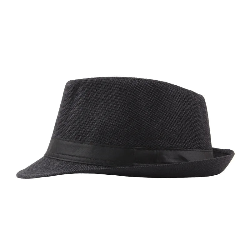 Trendy Wide Brim Men Straw Hat Women Summer Solid Color Fedoras Jazz Sun Cap