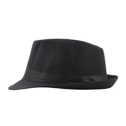 Trendy Wide Brim Men Straw Hat Women Summer Solid Color Fedoras Jazz Sun Cap