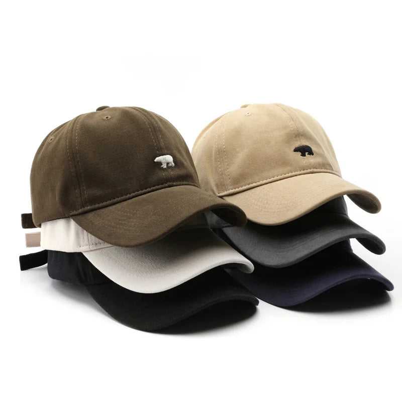 Women's Baseball Caps Polar Bear Embroidered Cotton Hat Adjustable Casual Visor Hats