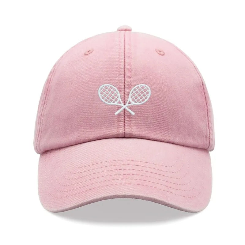 1pc Tennis Racquets Crossed Retro Washed Baseball Caps for Men