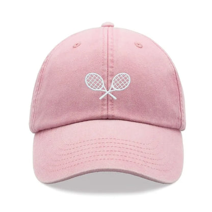 1pc Tennis Racquets Crossed Retro Washed Baseball Caps for Men