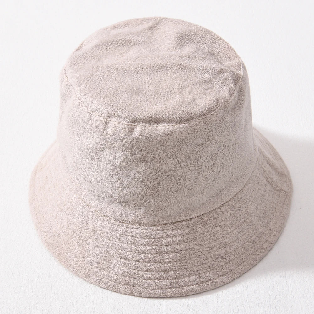 Simple Terry Cloth Towel Bucket Hat Spring Autumn