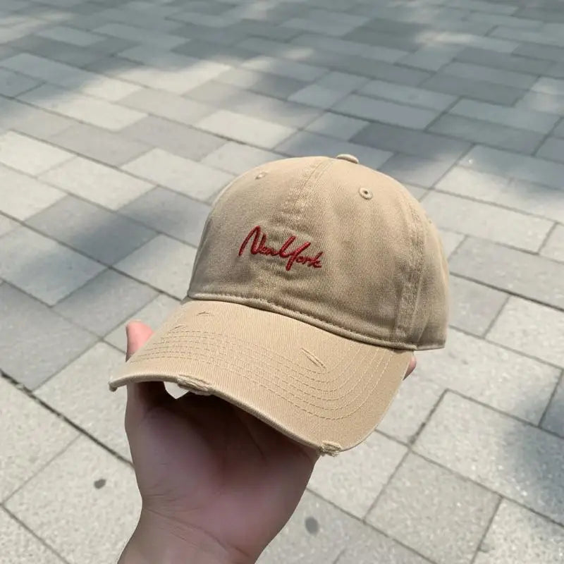 New Distressed Perforated Duckbill Cap Cotton Baseball Cap