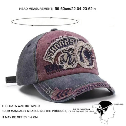 Unisex Shrrks Shark Embroidery Baseball Caps Spring Autumn