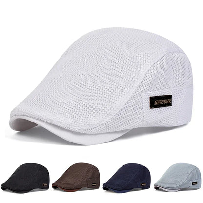 Men New York Label Mesh Breathability Newsboy Caps