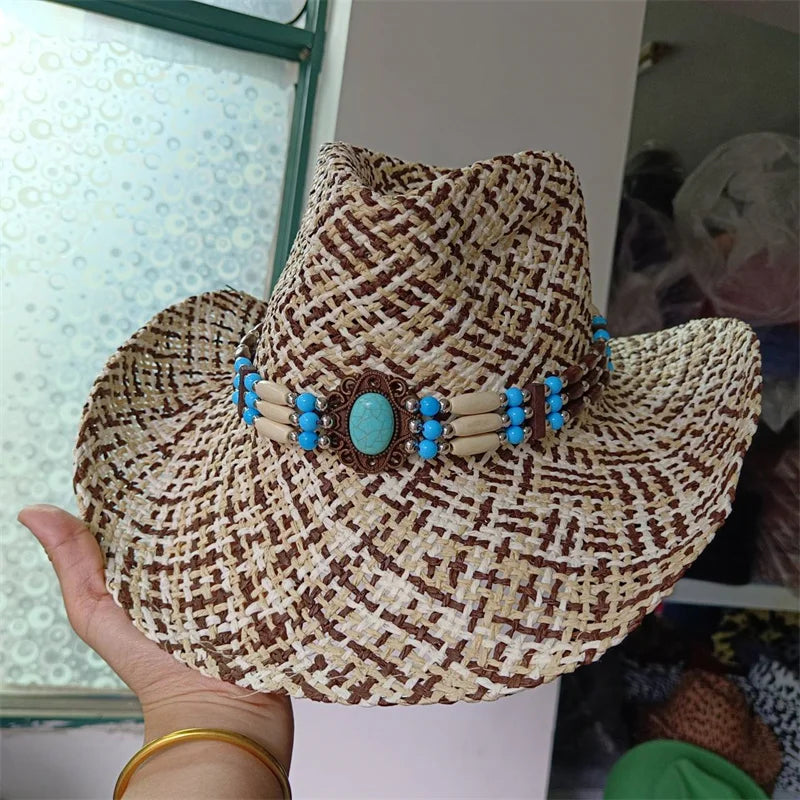 Woven Hard Summer Sapphire Accessories Neutral Cowboy Hat