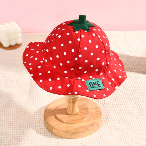 Baby Girl & Toddler Wide Brim Strawberry Pattern Sun Hats Kids