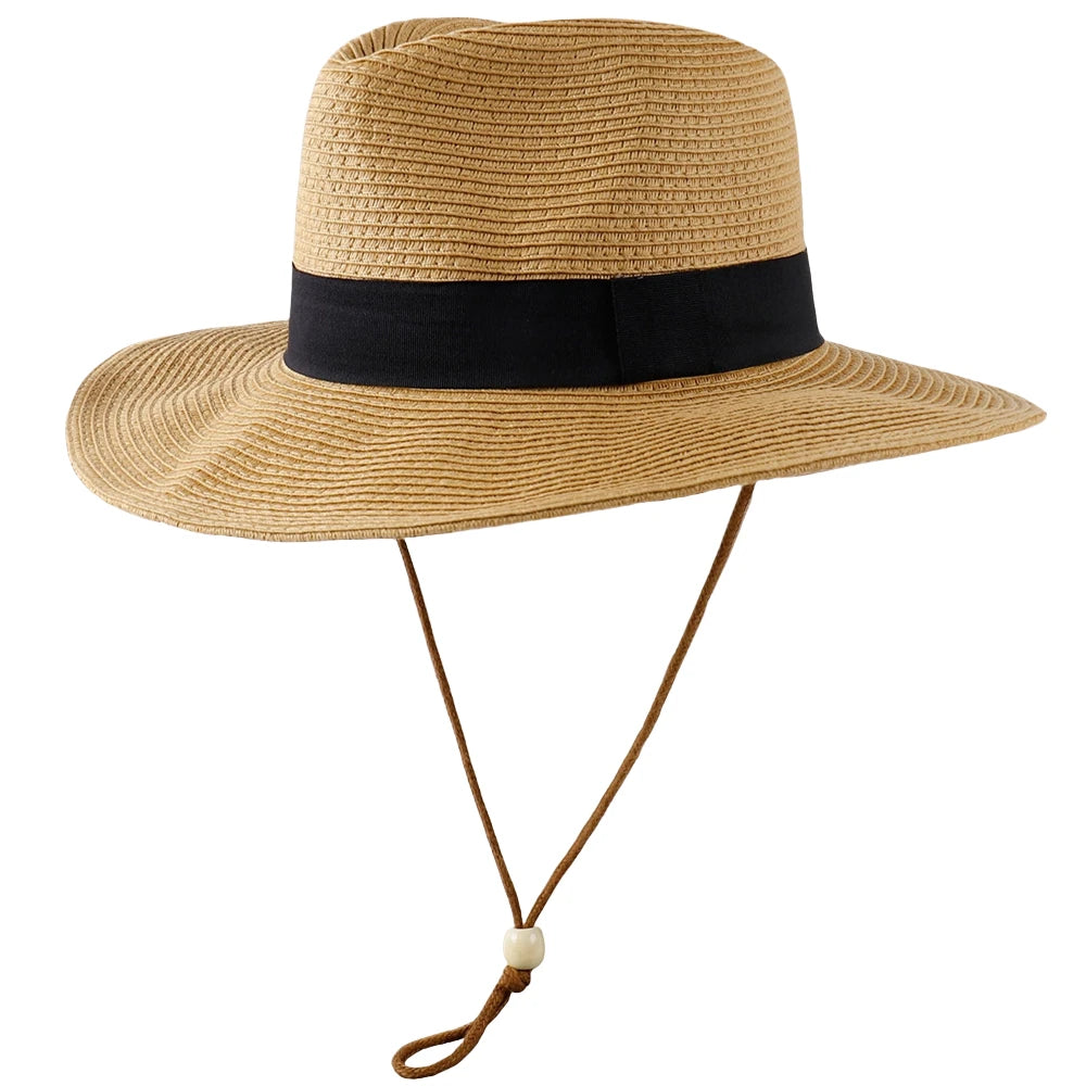 Western Straw Cowboy Hat Foldable Wide Brim Sun Cap Big Head Men Women