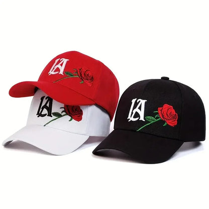 Unisex LA Rose Embroidery Baseball Caps Spring and Autumn