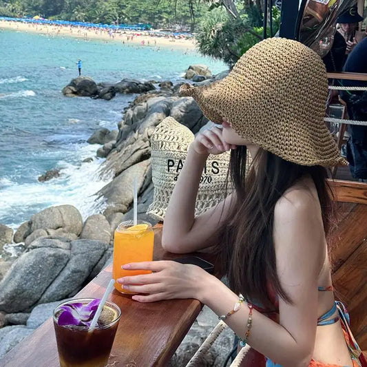 Beach Korean Straw Hat Summer Women Visor Bucket Hat