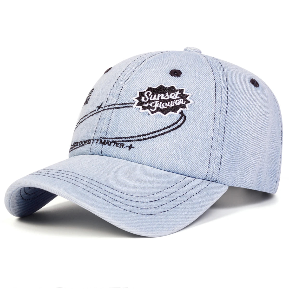 Unisex Sunset Flower Letter Embroidery Cowboy Baseball Caps Spring Autumn