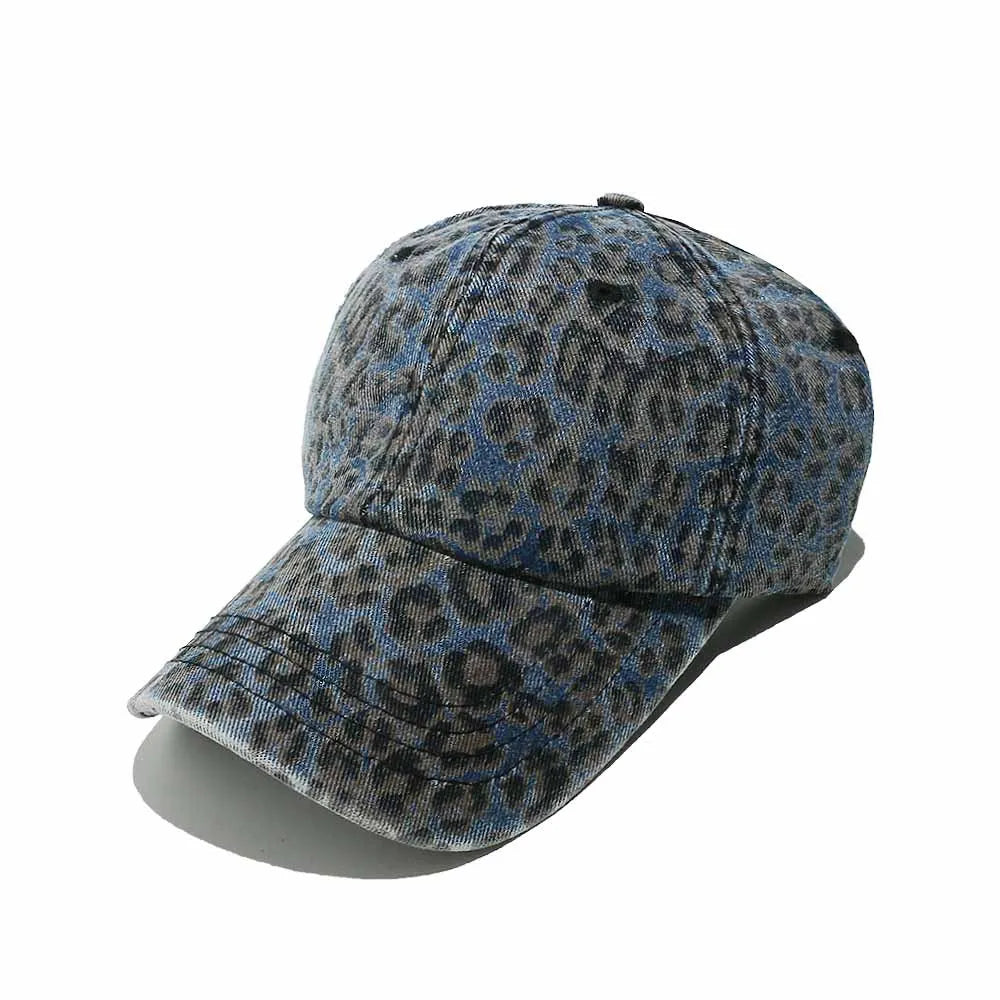 Leopard Baseball Caps Women Washed Vintage Street Spring Summer