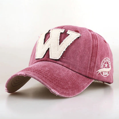 Retro Distressed Style Letter 'W' Baseball Cap