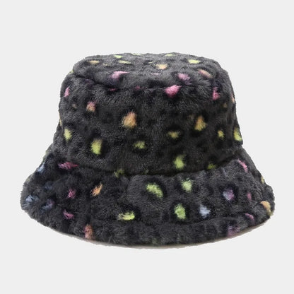 Winter Bucket Hat Women's Fashion Leopard Panama Warm Bucket Hats