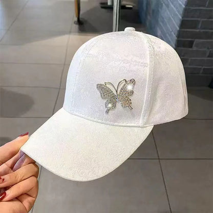 Unisex Rhinestone Butterfly Baseball Caps Spring Autumn