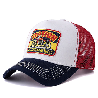 Unisex Mesh Classic Motorcycle Pattern Breathable Summer Baseball Cap