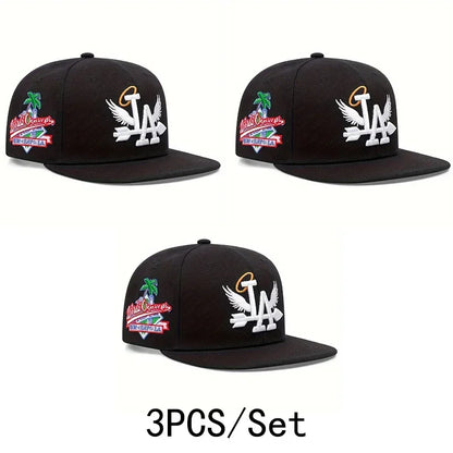 1/2/3/4PCS Fashion Unisex LA Embroidery Snapback Caps Los Angeles Angel Wings Hip Hop Caps