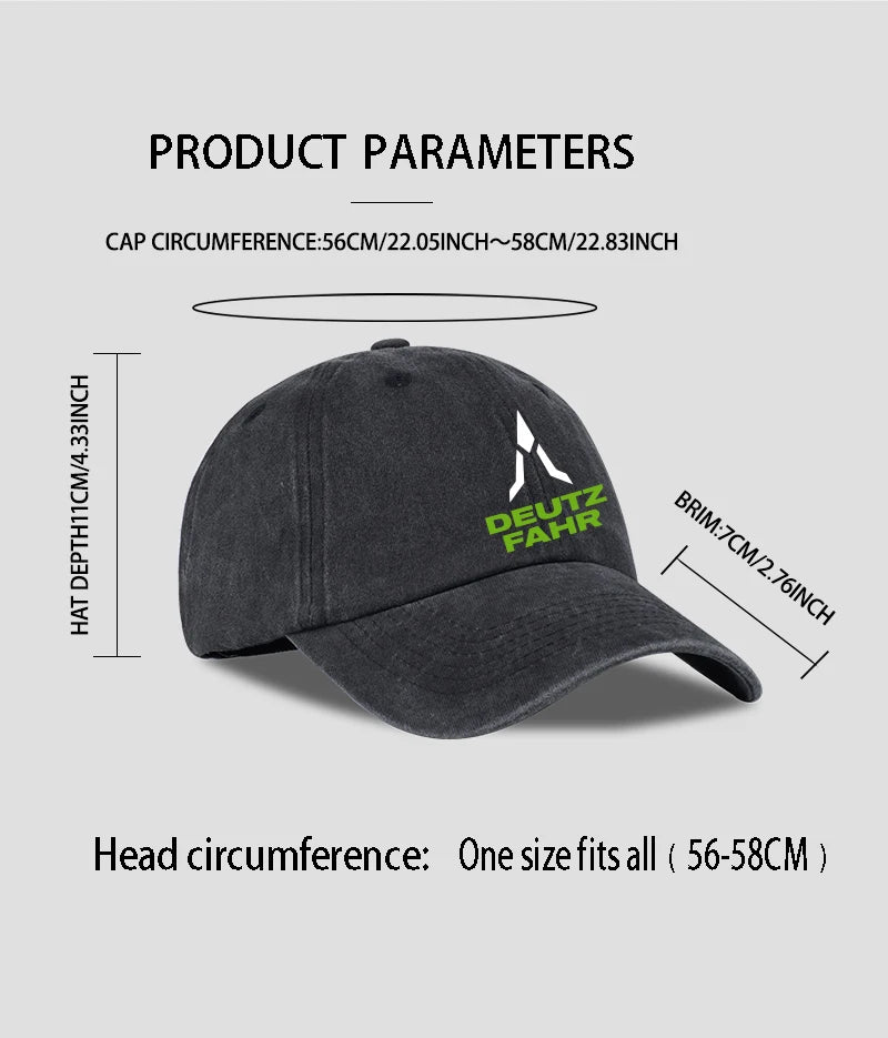 Deutz Farm Logo Printed Washed Baseball Cap Soft Comfortable Breathable Adjustable Retro Farm Style
