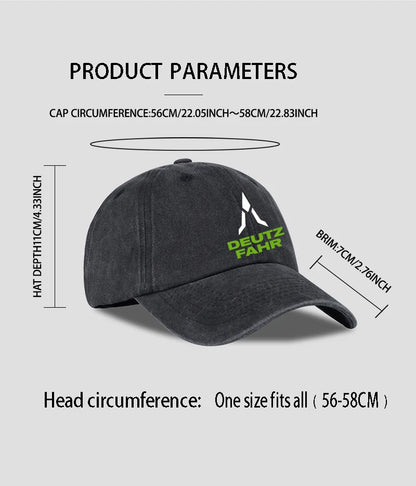 Deutz Farm Logo Printed Washed Baseball Cap Soft Comfortable Breathable Adjustable Retro Farm Style