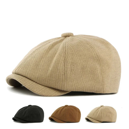 Autumn Winter Polyester Solid Warm Newsboy Caps
