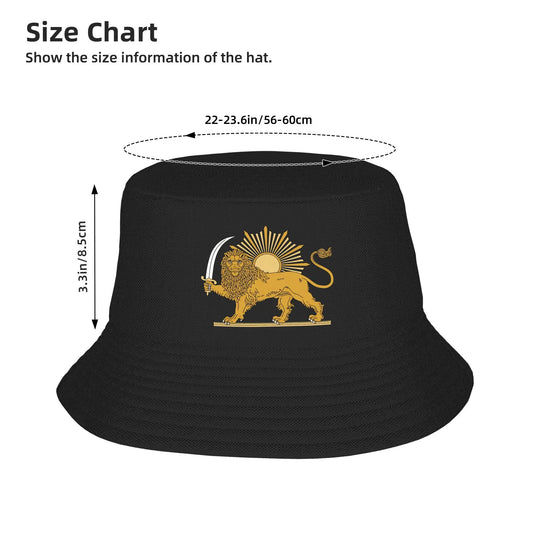 Lion And Sun Persian Emblem Bucket Hat Summer Casual Fisherman Hats For Couple
