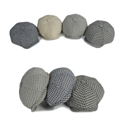 Spring Summer Octagonal Hat Men Women Little Plaid Eight-Blade Painters Newsboy Cap