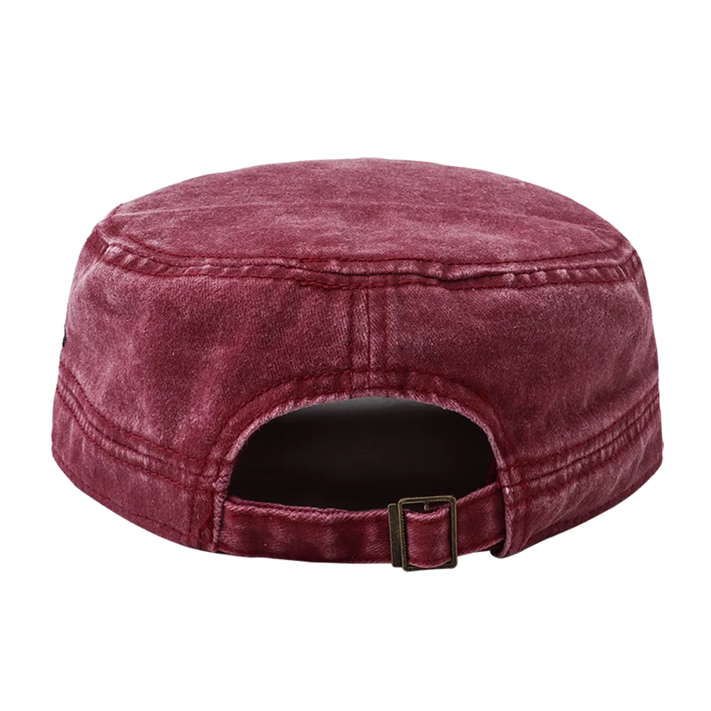 2024 New Letter Embroidery Washed Cotton Flat Top Military Cap