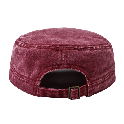 2024 New Letter Embroidery Washed Cotton Flat Top Military Cap