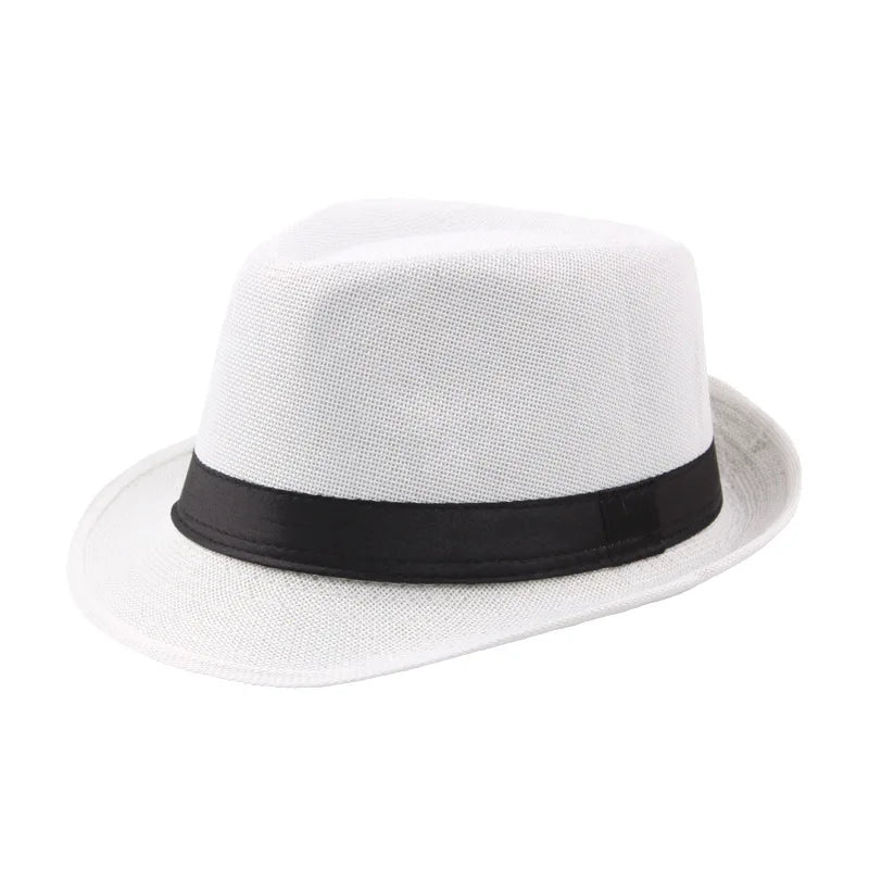 Trendy Wide Brim Men Straw Hat Women Summer Solid Color Fedoras Jazz Sun Cap