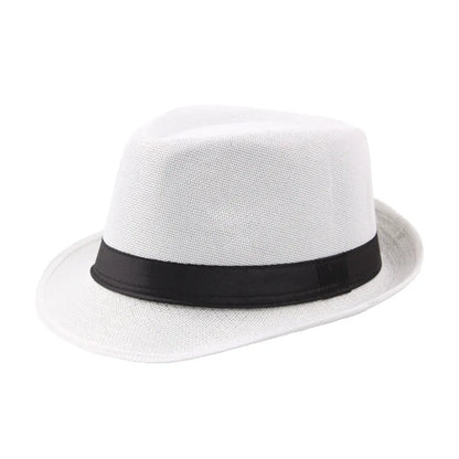 Trendy Wide Brim Men Straw Hat Women Summer Solid Color Fedoras Jazz Sun Cap