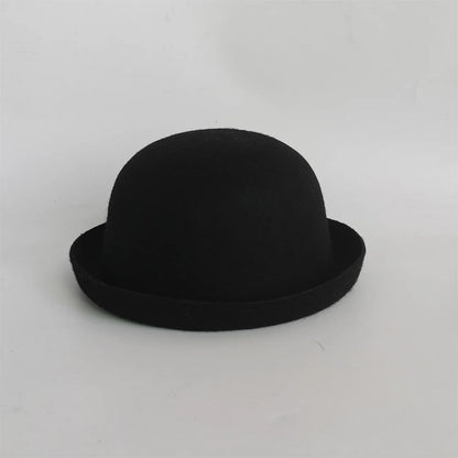 New Outdoor Fedora Pure Color 100% Wool Jazz Hat Wide Brim Ladies Elegant Round Hat