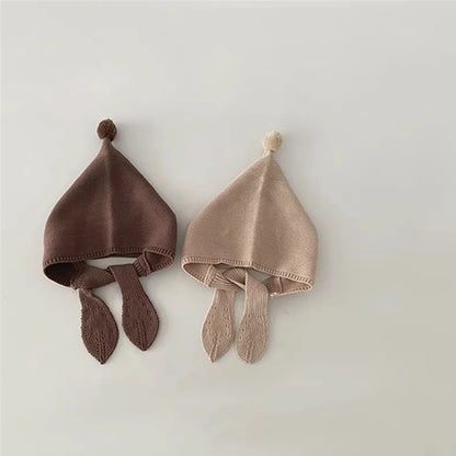 Winter Warm Kids Headgear Cap Solid Color Woolen Knitted Hat 2-8 Years Girl Children