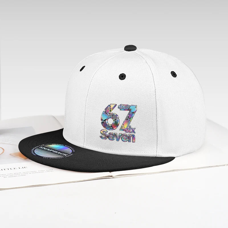 Cool Laser-Printed “67” Digital Print Hip-Hop Flat-Brim Cap
