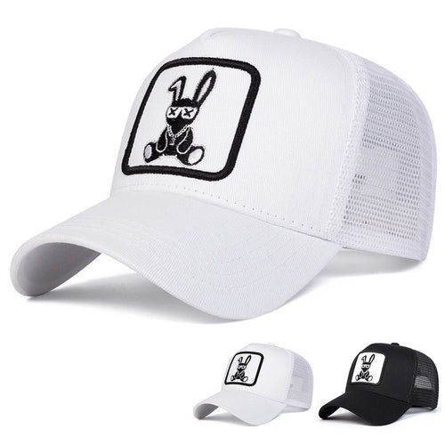 Unisex Cartoon Rabbit Embroidery Baseball Net Caps Spring and Summer