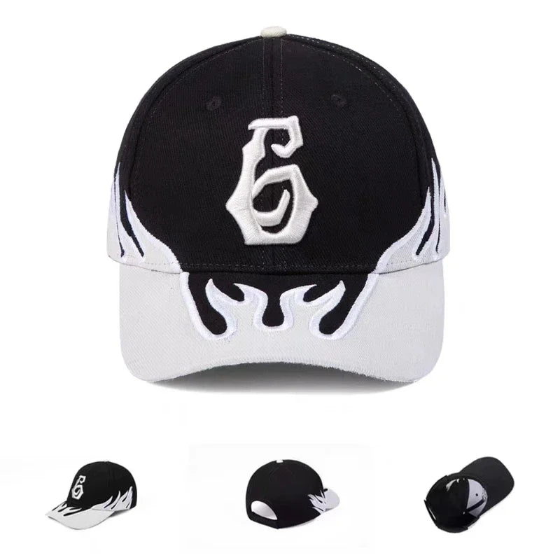 Streetwear Flame Embroidery Racing Baseball Cap