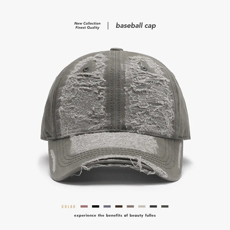 Washed Soft-Top Distressed Men's Large-Head Circumference Baseball Cap