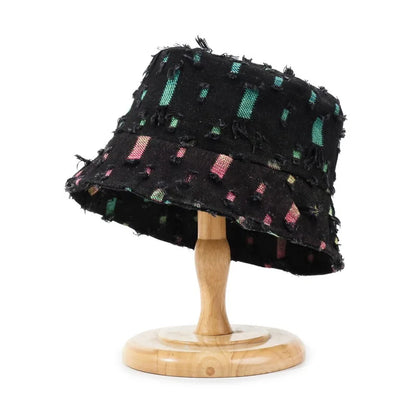 Fashion Women Men Washed Denim Ripped Bucket Hats